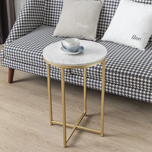 Marble Look Beauden End Table 